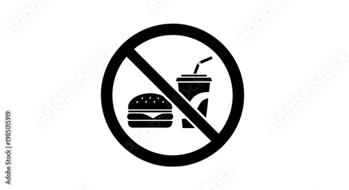 Vector illustration of no food and drink allowed sign icon on a transparent background