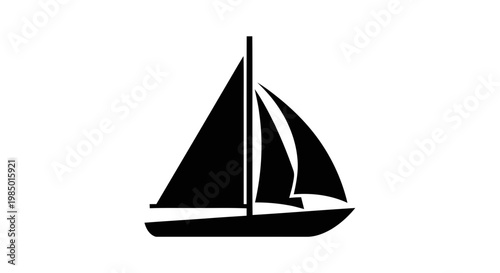 Vector illustration of minimalist sailboat icon vector illustration on a transparent background