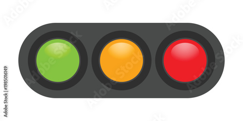Horizontal Traffic Light Signal Vector Red Yellow Green Lights, Road Signal Icon for Transportation, Driving Rules, Navigation Systems and Traffic Control Design