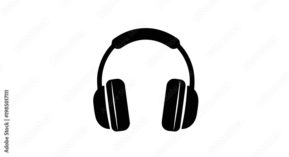 Fototapeta premium Vector illustration&nbsp;of black silhouette of modern headphones on a transparent background