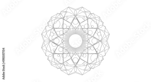 Geometric pattern with intricate lines and shapes.