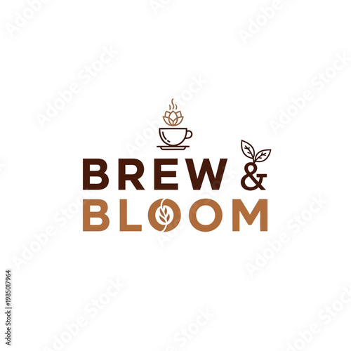 Brew and Bloom Coffee Shop Logo Design.