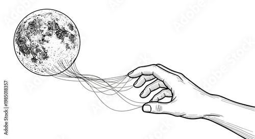 a hand reaching for the moon.