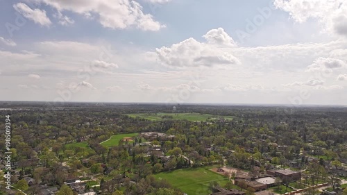  Drone Aerial Timelapse Over Wheaton Illinois Cityscape and Suburban Landscape April 15 2026
