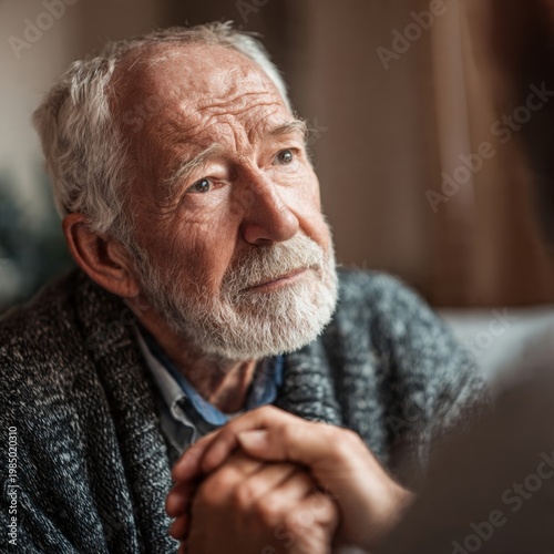 Senior man with Alzheimer's receiving supportive care and emotional comfort