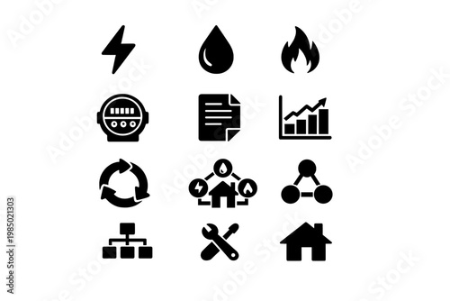Bolt vector image generation icon home set utilities simple bill drop symbol