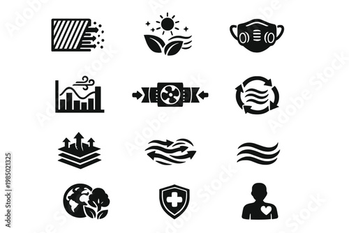 Health set generation simple icon black vector environment filter quality ventilation image