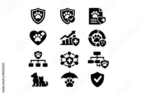 Generation diagram insurance black fill paw analytics vector image symbol icon health