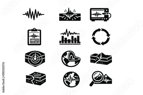 Earth image icon data simple generation analytics earthquake diagram vector waves seismology