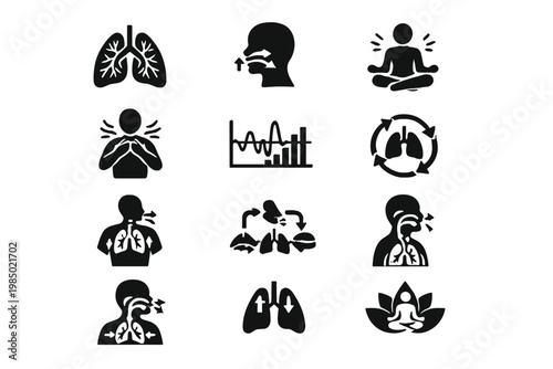 Icon wellness inhale generation exercises calm breathing vector image analytics arrows simple