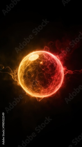 The intense sun is seen with flares and nebulas.