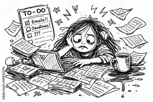 Doodle messy person imperfect icon fail vector failing productivity naive childlike scribble