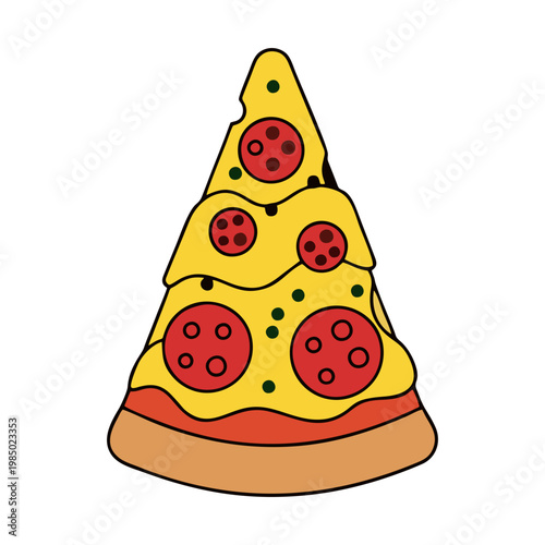 vector slice of pizza with tomato