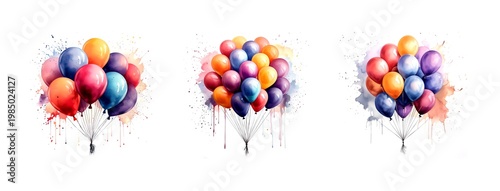 Fliegende Luftballons Aquarell Bild