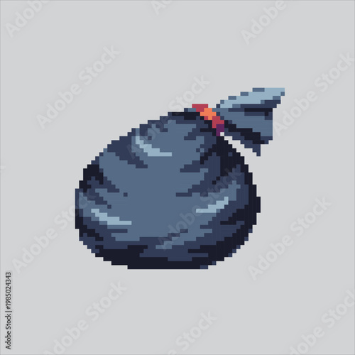 Pixel art illustration Trash Bag. Pixelated Garbage Bag. Garbage Trash Bag Icon pixelated for the pixel art game and icon for website and video game. old school retro.