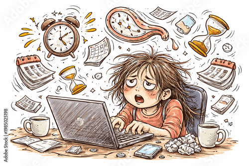 Losing doodle online person image simple uneven lines time organic icon generation vector