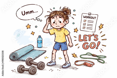 Style icon generation messy starting image concept simple motivation hesitation vector person