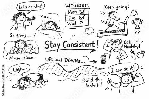 Consistent naive concept image vector icon to simple stay trying person imperfect