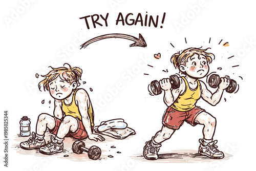 Doodle imperfect trying generation uneven simple concept failed vector icon after person