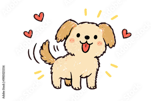 Vector icon simple emotion naive style tail wagging image imperfect happily generation