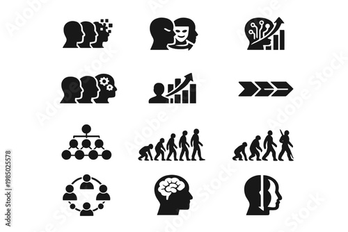 Diagram vector depicting icons identity modern all analytics generation icon image isolated