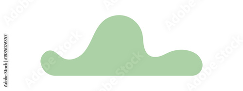 Soft green bush silhouette flat style. Minimal shrub hedge shape as simple plant symbol with smooth curve and foliage. Fresh greenery icon for park or garden template, lawn banner and eco nature