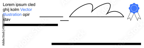 Education, achievement, recognition, document design, printable materials, award templates. Minimalist certificate design with ribbon badge, clouds and placeholder text. Achievement and recognition