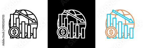 Recession on white and black background