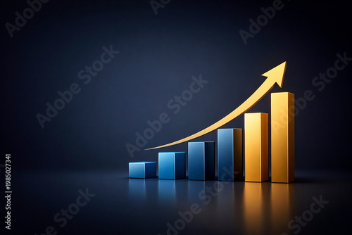 Gráfico de crecimiento financiero con flecha ascendente