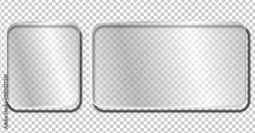 Geometric Silver Buttons: Sleek, metallic button designs against a subtle, grid backdrop, ideal for user interface elements.