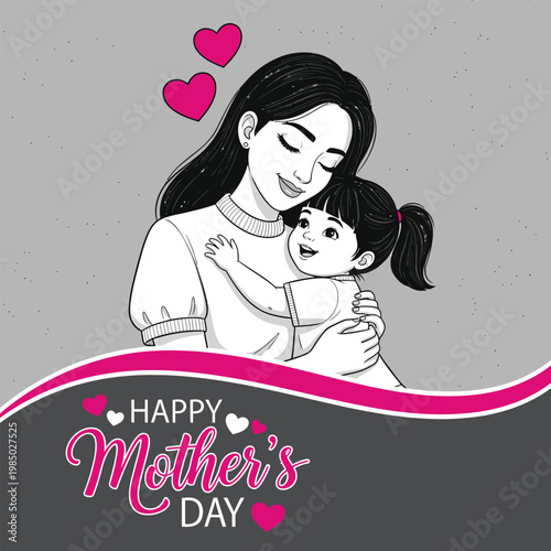 Happy mother's day loving mother and child illustration for a heartfelt celebration
