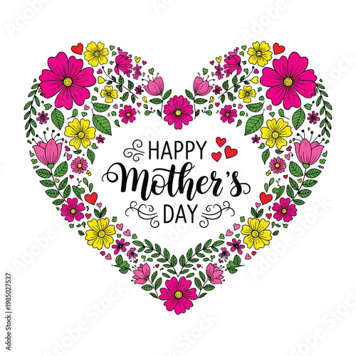 Happy mother's day floral heart design for a wonderful mother day celebration