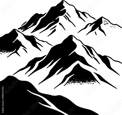 mountain range silhouette vector illustration 