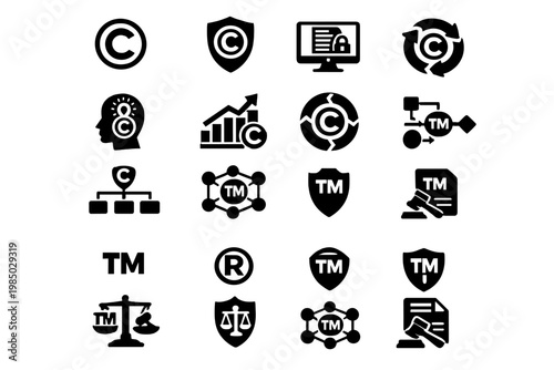 Symbol black icon set chart analytics vector copyright digital protection icons ownership