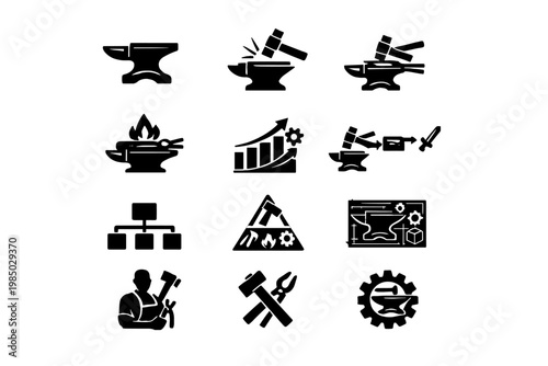 Icon image vector iron symbol simple structure analytics anvil arrows blacksmith generation