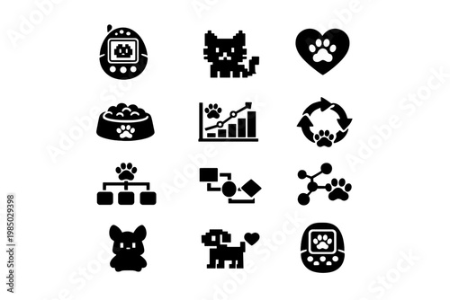 Vector workflow diagram generation symbol digital icon animal simple pet black image