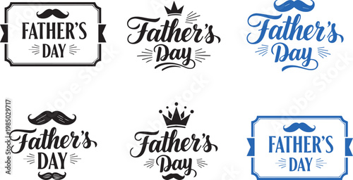 Father's day typography vintage frames mustache designs for celebrations
