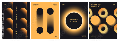 Minimalistic gradient covers. Modern posters or flyers with geometric shapes and futuristic vibrant elements. Abstract hand drawn vector illustration collection isolated on background