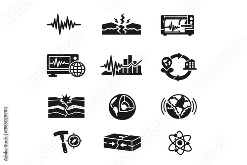 Image vector icons icon device fill symbol seismograph diagram generation simple seismic