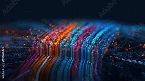 Colorful digital data streams network