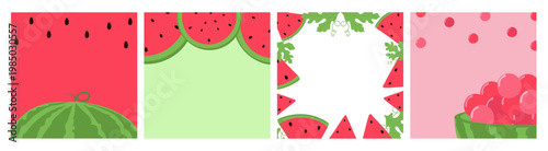 Cute Watermelon Background Set, Summer patterns and Watermelon frames Collection
