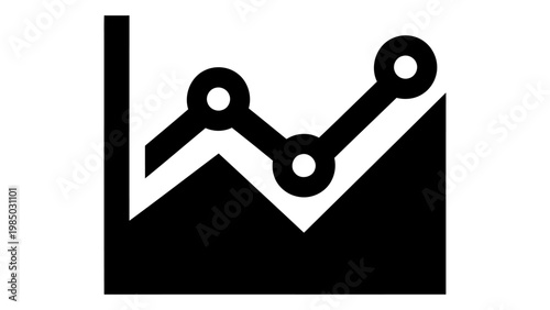Black line graph icon showing upward trend with data points on white background
