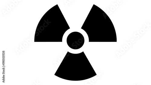 Black radiation symbol icon, radioactivity warning sign, isolated on white background, vector graphic