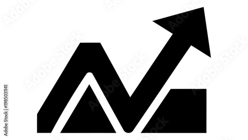 Black upward trend arrow icon on white background symbolizing growth and success