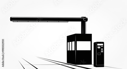 Automated Barrier Gate System with Control Booth and Ticket Machine.