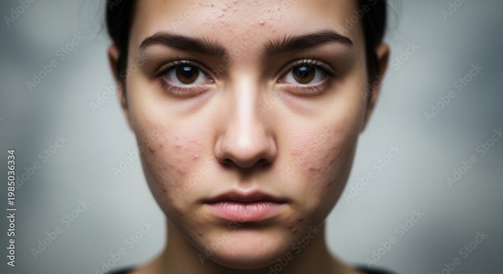 Fototapeta premium Young Woman Face Close Up Acne Spots Skin Care