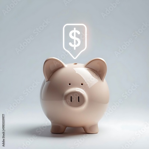 Pink piggy bank with dollar sign symbolizing savings and finance