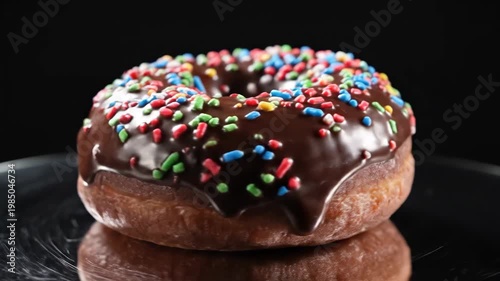 Aerial drone view of a serene lake at sunset, reflecting vibrant colors in calm waters