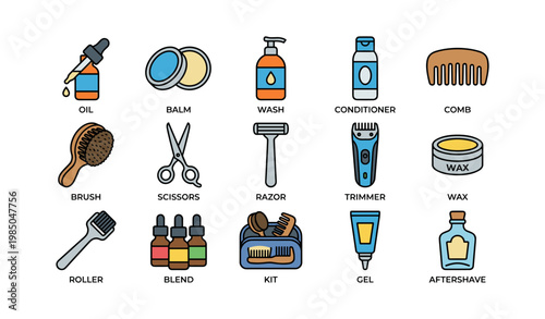 Men's grooming essentials: oil, balm, razors, and clippers collection