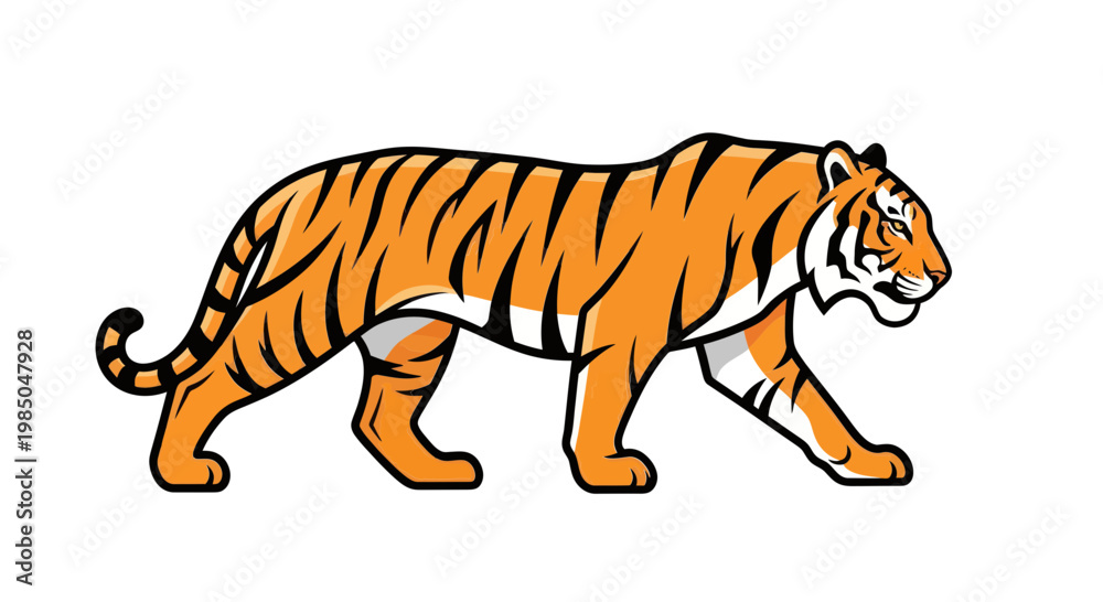 Obraz premium Tiger Walking Silhouette - Vector Illustration